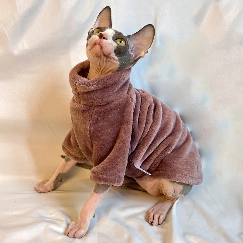 Warm Winter Cat Turtleneck Coat for Sphynx & Hairless Cat's | Stylish Jacket for Small & Large Pet Cat's - Cat Coat -  Crazy Pawz