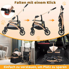 2 in 1 Pet Stroller Dog Buggy - Foldable Stroller & Removable Carry Basket - 360° Wear-resistant Wheels - UK - Pet Buggy -  Crazy Pawz