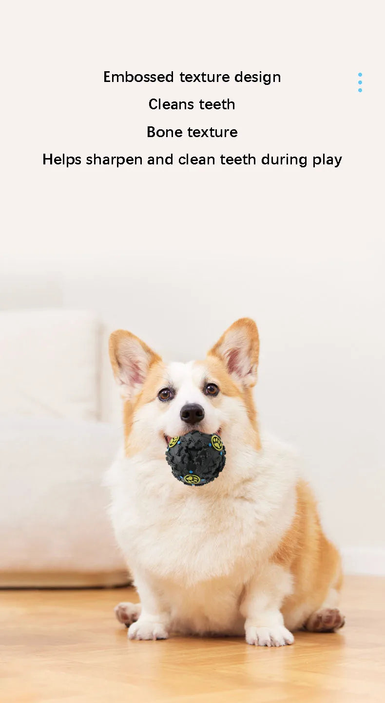 Interactive Sounding Dog Ball Toy - Teeth Cleaning, Food Puzzle & Interactive Sound for Pet Dogs