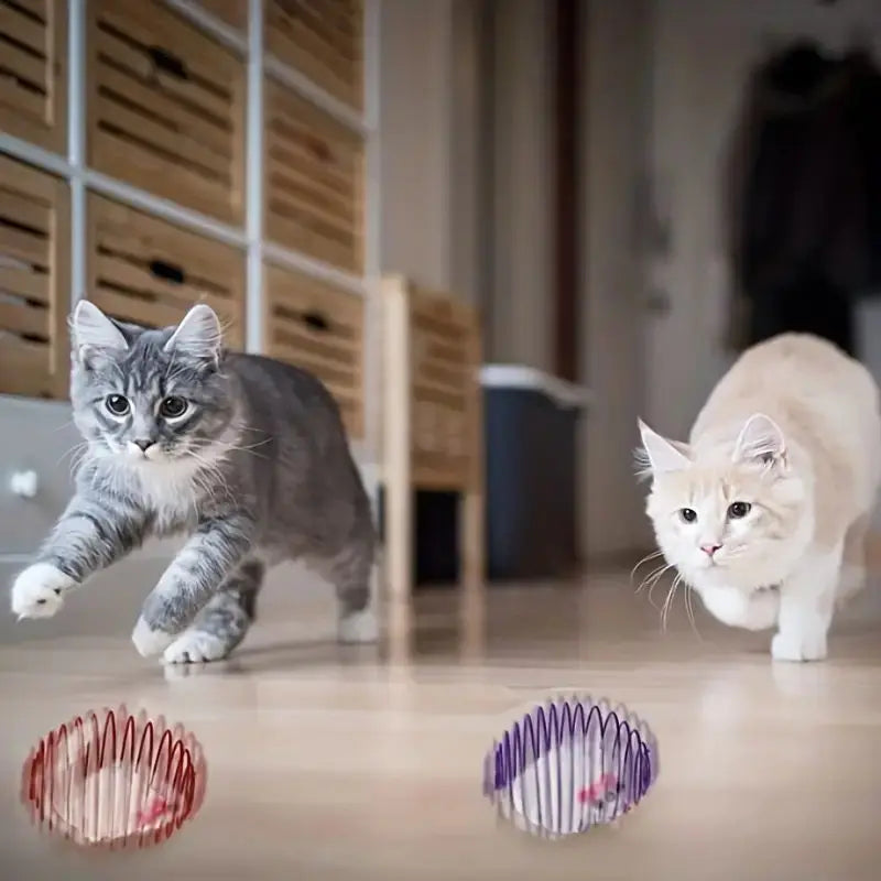 The Caged Mouse Cat Toy Ball - Funny Stretchable Caged Mouse Spring Toy, Interactive Rolling Pet Ball