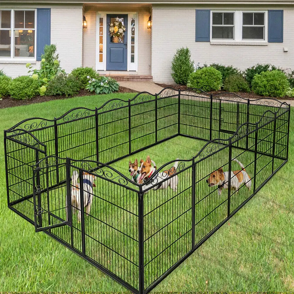 Heavy-Duty Dog & Puppy Playpen | 8 Panel Customisable Folding Pet Fence | 32-Inch Height Portable Anti-Rust Indoor/Outdoor Dog Playpen