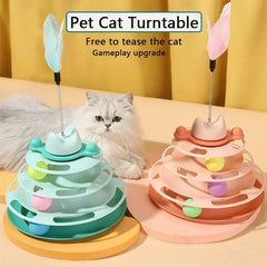 Cat Ball Ring Tower - Multi-Level Interactive Cat Tower Toy with Feather - Cat Toy -  Crazy Pawz