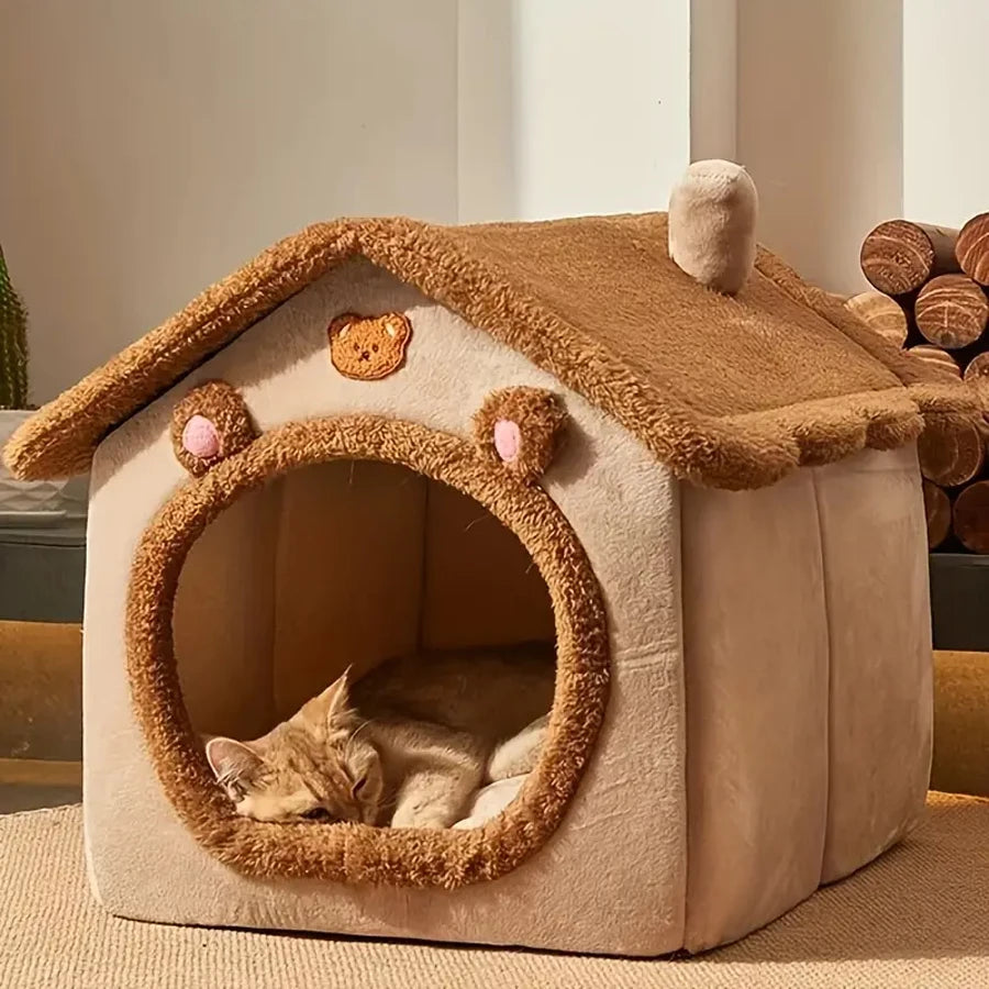 Foldable Indoor Winter Cat House - Cat & Small Dog Warm Bed S/M/L - Cat Bed -  Crazy Pawz