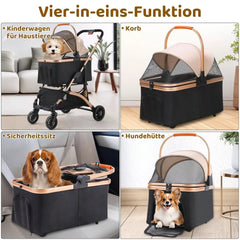 2 in 1 Pet Stroller Dog Buggy - Foldable Stroller & Removable Carry Basket - 360° Wear-resistant Wheels - UK - Pet Buggy -  Crazy Pawz