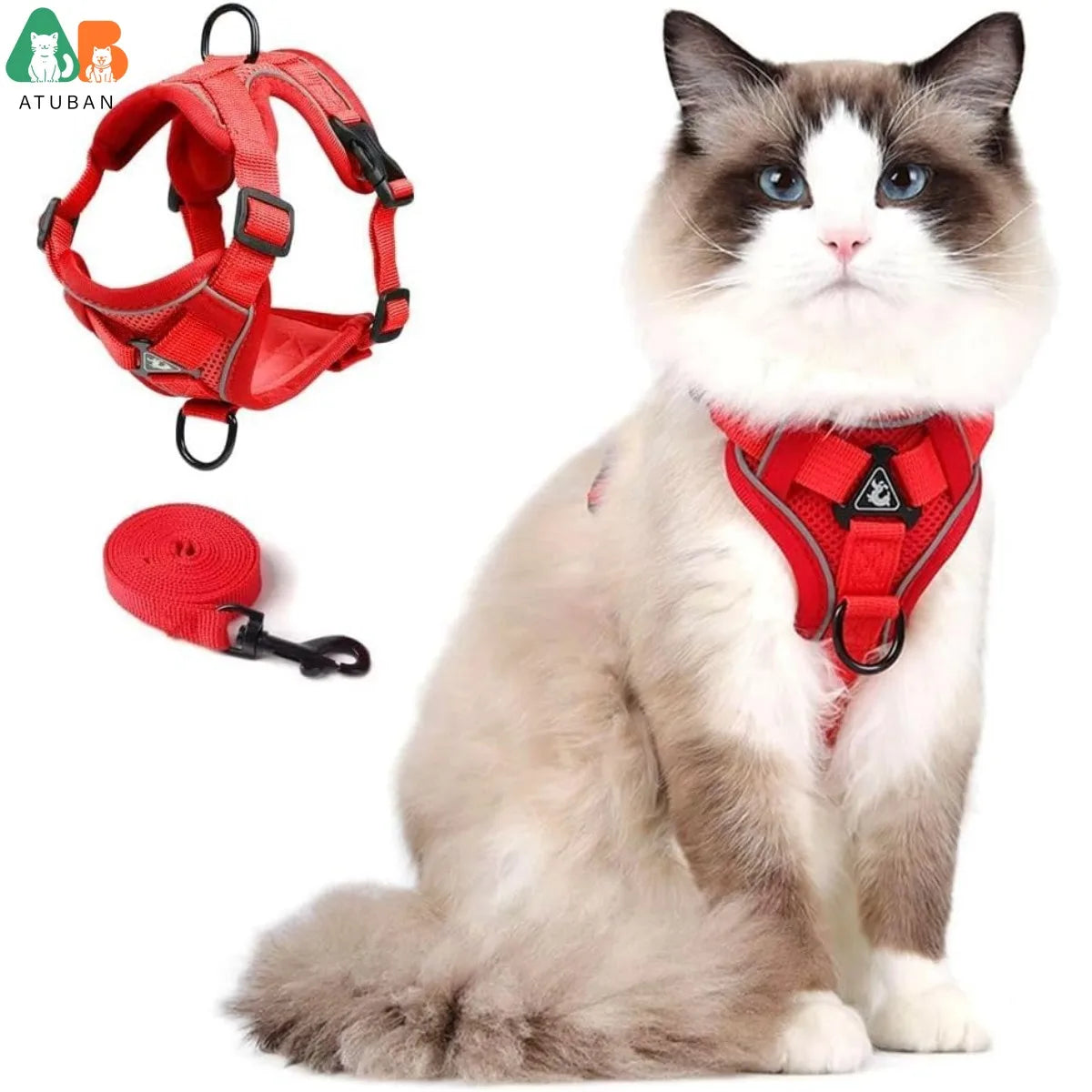 cat harness secure escape proof reflective red