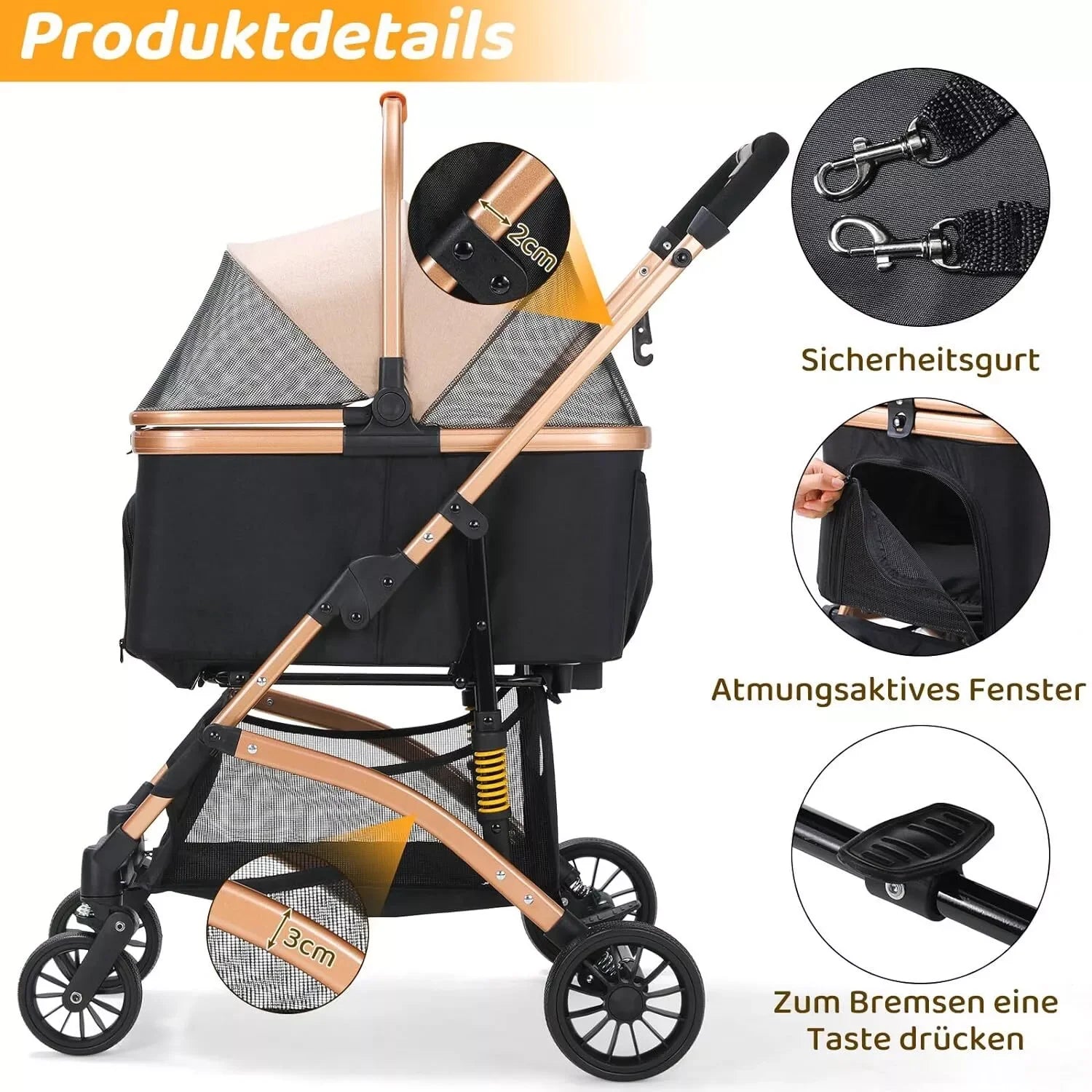 2 in 1 Pet Stroller Dog Buggy - Foldable Stroller & Removable Carry Basket - 360° Wear-resistant Wheels - UK - Pet Buggy -  Crazy Pawz