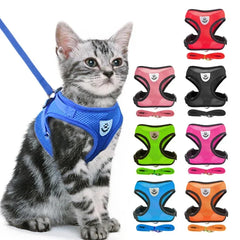 Adjustable Escape-Proof Cat Harness & Lead | Lightweight Mesh Cat Harness for Small & Large Cats