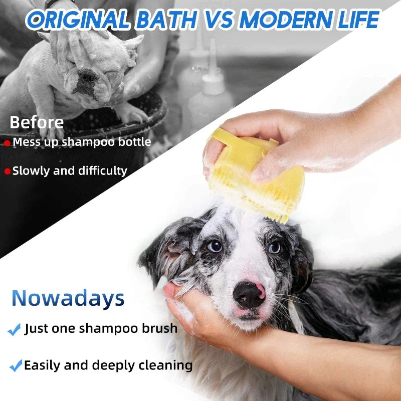 Pet Dog Bath Brush Scrubber | Pet Soft Massage Brush for Bath Grooming Deep Coat Cleaning & Dirt Removal