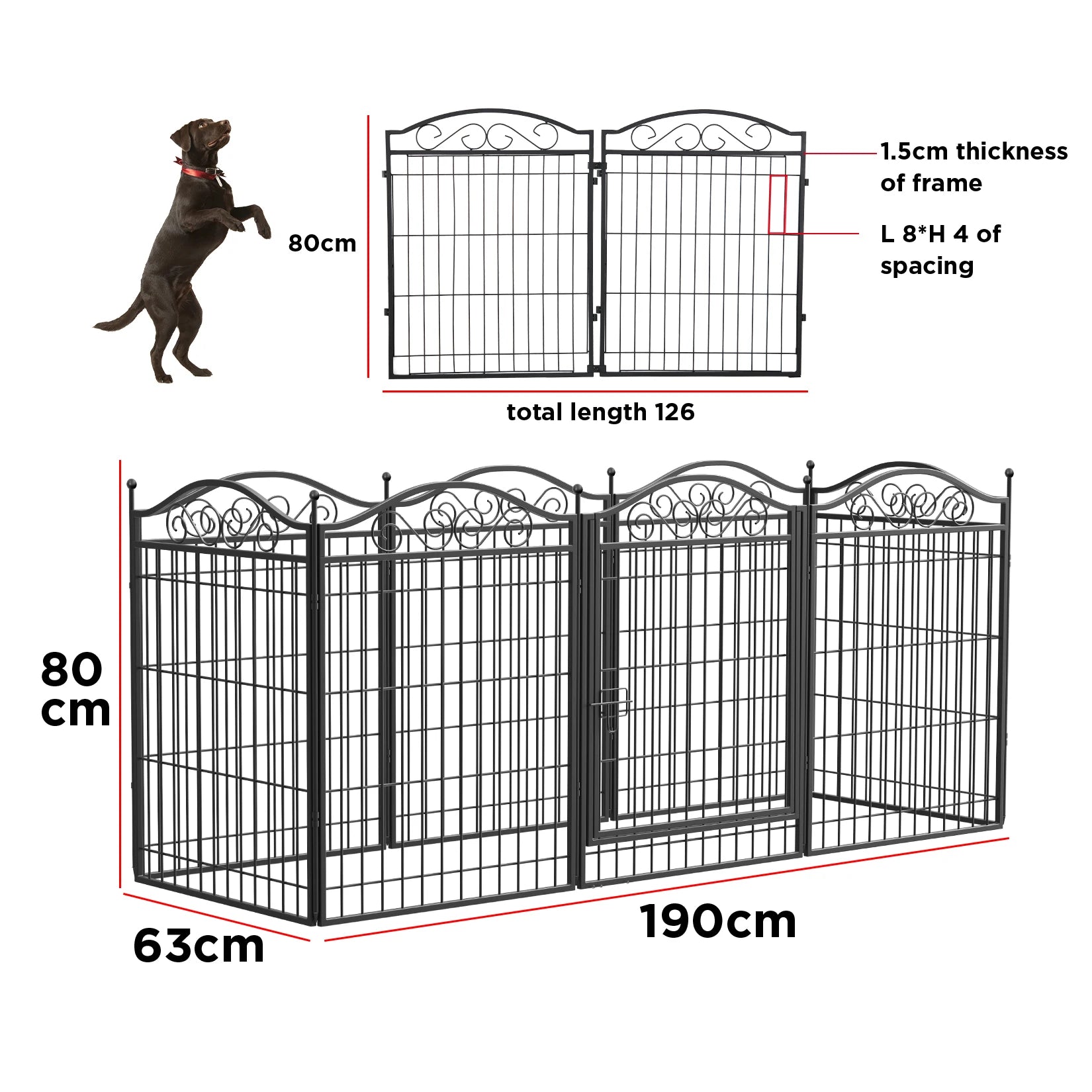 Heavy-Duty Dog & Puppy Playpen | 8 Panel Customisable Folding Pet Fence | 32-Inch Height Portable Anti-Rust Indoor/Outdoor Dog Playpen