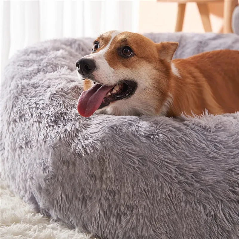 40-110cm super soft round pet bed for winter warmth