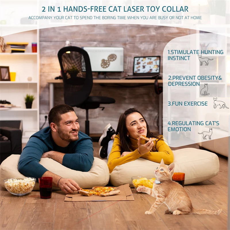 Cat Laser Collar | Rechargeable Laser Cat Laser Pointing Collar - Smart Interactive Cat & Kitten Collar - Crazy Pawz   