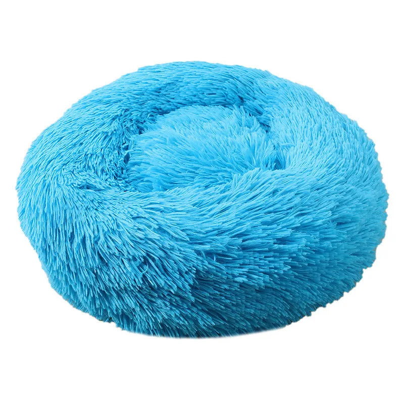 Portable round pet bed for dogs and cats