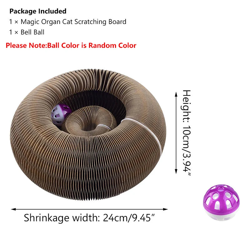 Foldable Magnet Cat Scratching Board & Interactive Toy Ring - Eco-Friendly Claw Grinding Corrugated Cardboard Pet Supplies for Cats