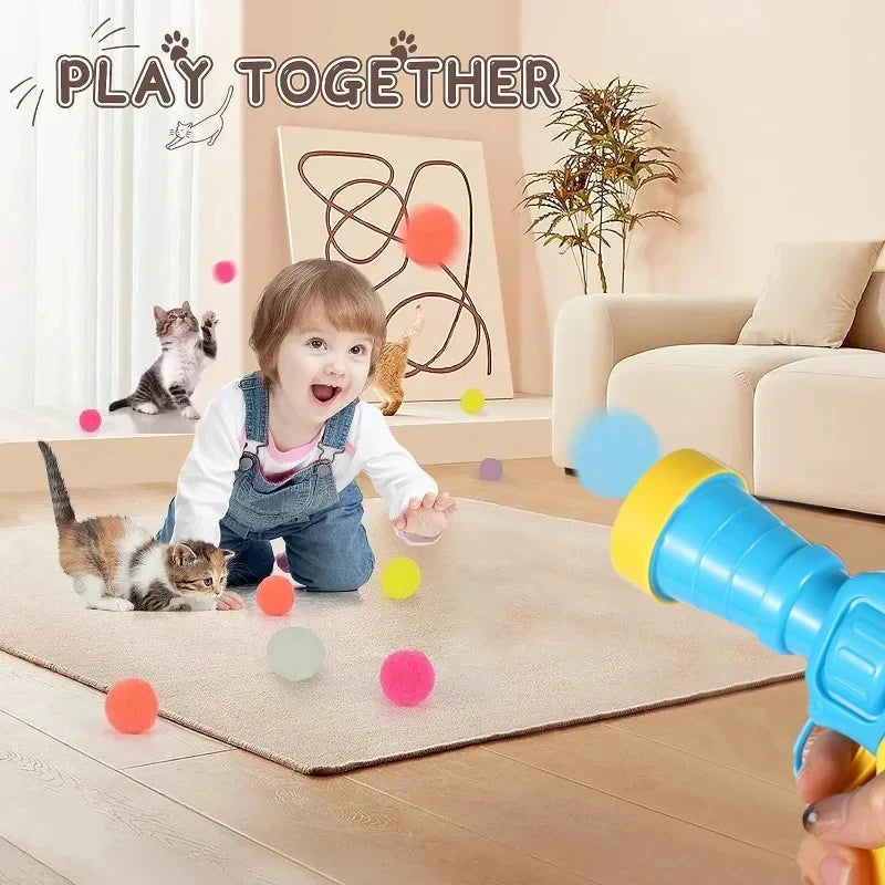 Interactive Launching Pet Toy for Cats & Kittens – Plush Ball Launcher Game - Cat Toy -  Crazy Pawz