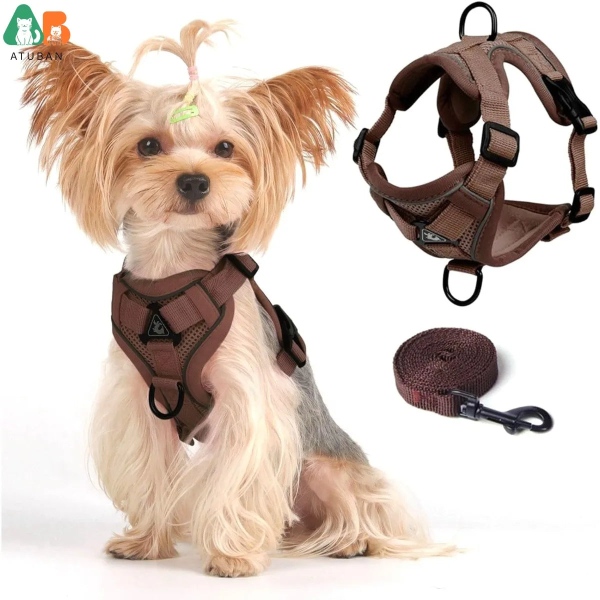 cat harness secure escape proof reflective brown