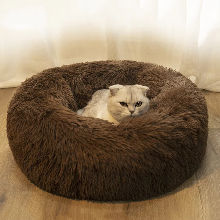 40-110cm Round Pet Bed for All Size Dogs & Cats – Super Soft Plush Dog Bed, Winter Warm Sleeping for Large & Small Pet's - Crazy Pawz  Pet Bed 