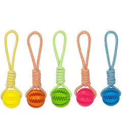 Pet Treat Ball Toy with Rope - Interactive Dog Rubber Ball Toy | Bite-Resistant Chewing Toy for Small & Large Dogs - Dog Ball -  Crazy Pawz