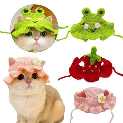 Funny Cat Hat - Cute Woven Hat for Kittens & Cats | Knitted Headwear Present for Pet's & Photo Shoots