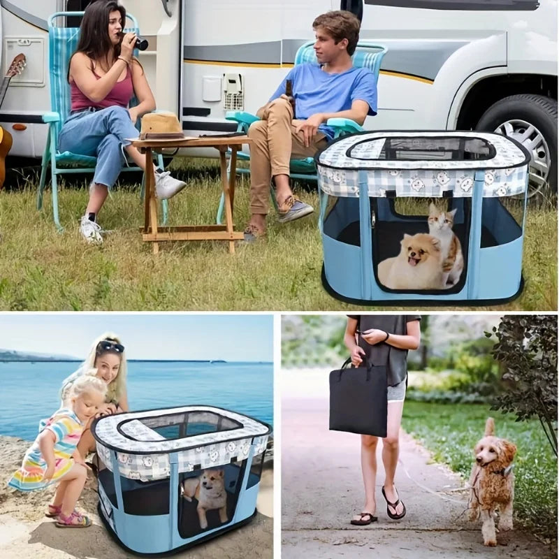 Portable Foldable Pet Playpen – Collapsible Pen for Dogs, Cats & Rabbits, Indoor and Outdoor Use - Crazy Pawz  Pet Pen 