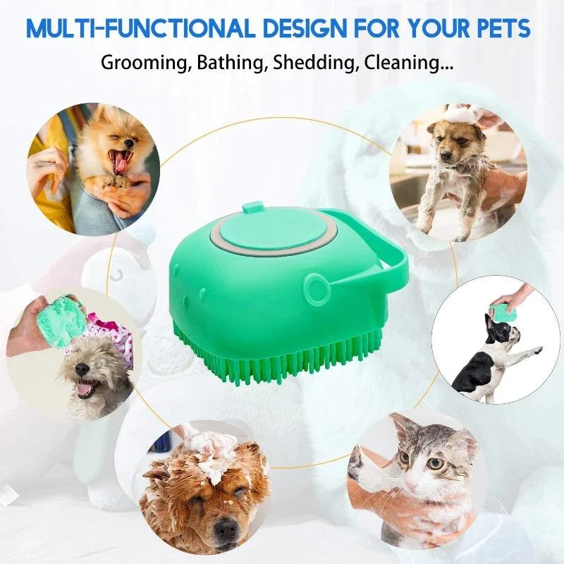 Pet Dog Bath Brush Scrubber | Pet Soft Massage Brush for Bath Grooming Deep Coat Cleaning & Dirt Removal