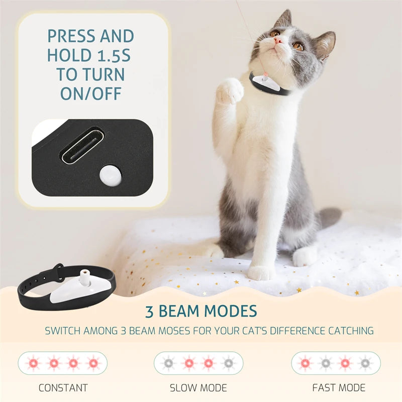 Cat Laser Collar | Rechargeable Laser Cat Laser Pointing Collar - Smart Interactive Cat & Kitten Collar front view]