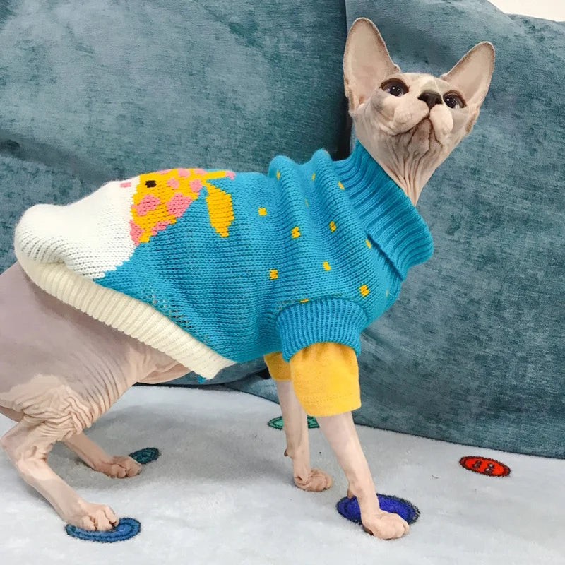 Winter Cat Sweater – Warm Pullover Jumper for Pet Cats, Sphynx, and Kittens | Warm Pet Clothes for Winter