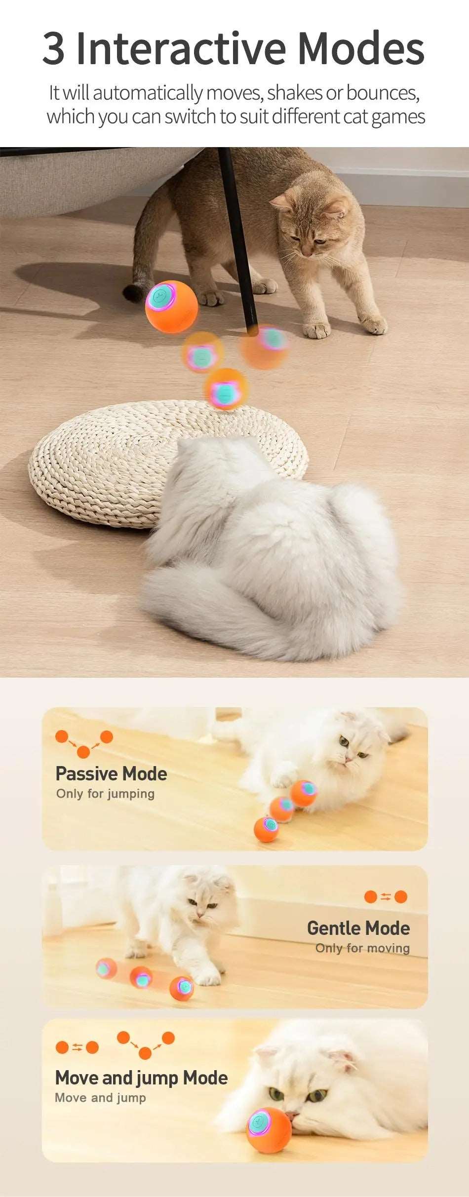 Smart Cat Automatic Moving & Bouncing Ball - Pet Toy