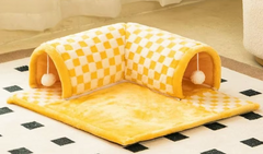 Cat Bed & Play Tunnel Set - Soft Cat Mat Bed & Play Tunnel for Pet Cats, Kittens