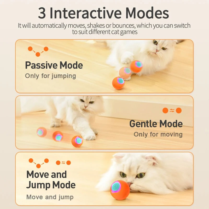 The Power Ball - Smart Automatic Jumping & Rolling Cat Ball - 3 Mode Interactive Pet Toy - Crazy Pawz